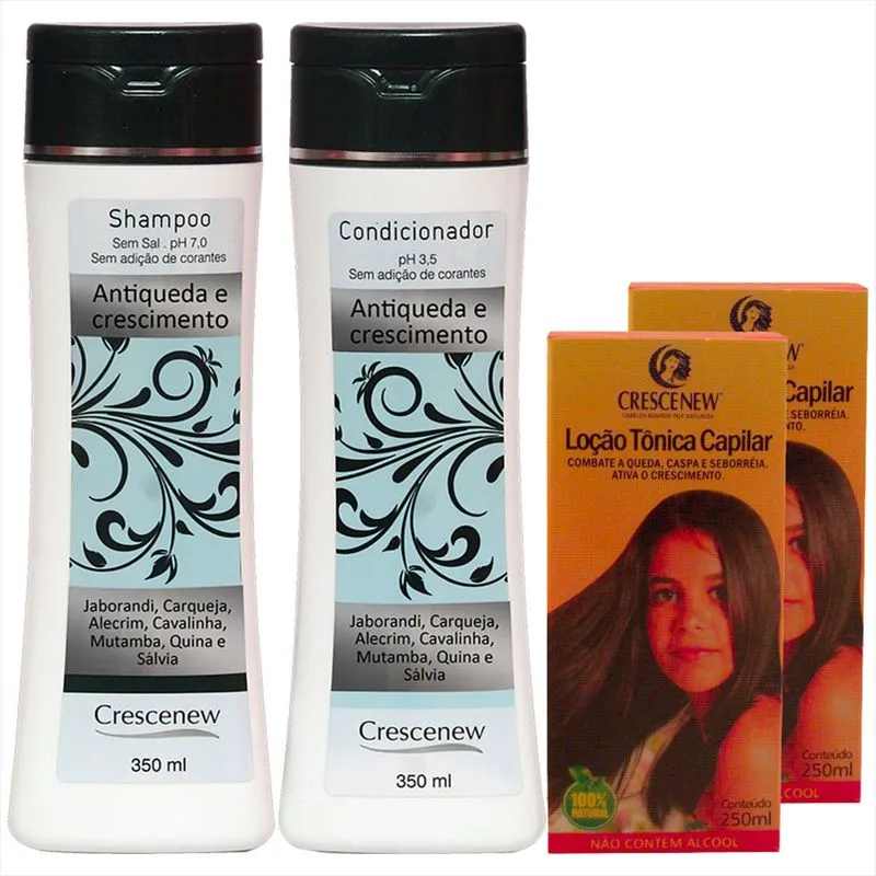 1 Shampoo, 1 Condicionador E 2 Loção Tônico Cabelo Jaborandi