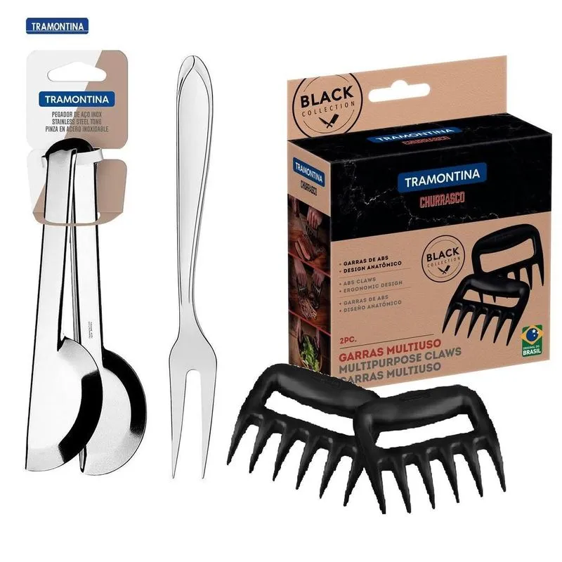 Kit Churrasco Tramontina Garfo Pegador Garras Kit 4 Peças