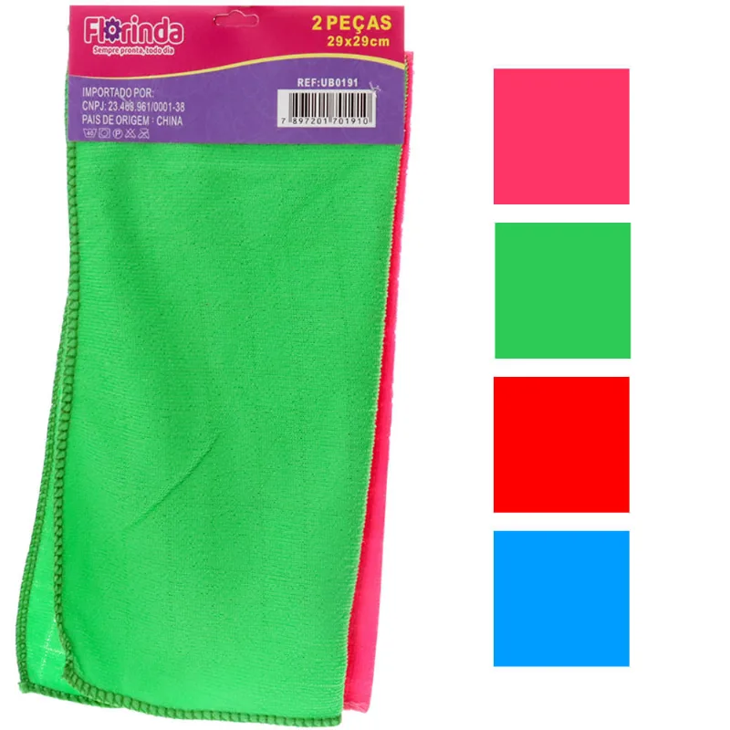 Jogo de Panos Multiuso 2 Peças Colorido Florinda 30x30cm UB0191