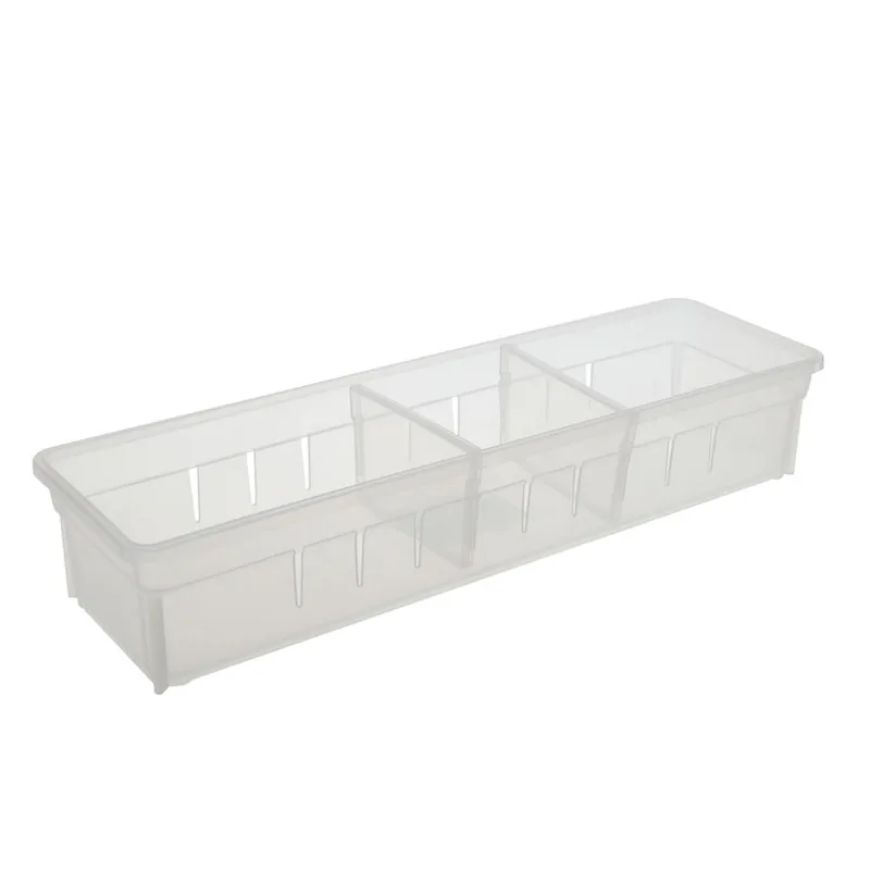 Cesto Organizador em Plástico com 3 divisórias Útil Bazar 27x8x5cm UB1382