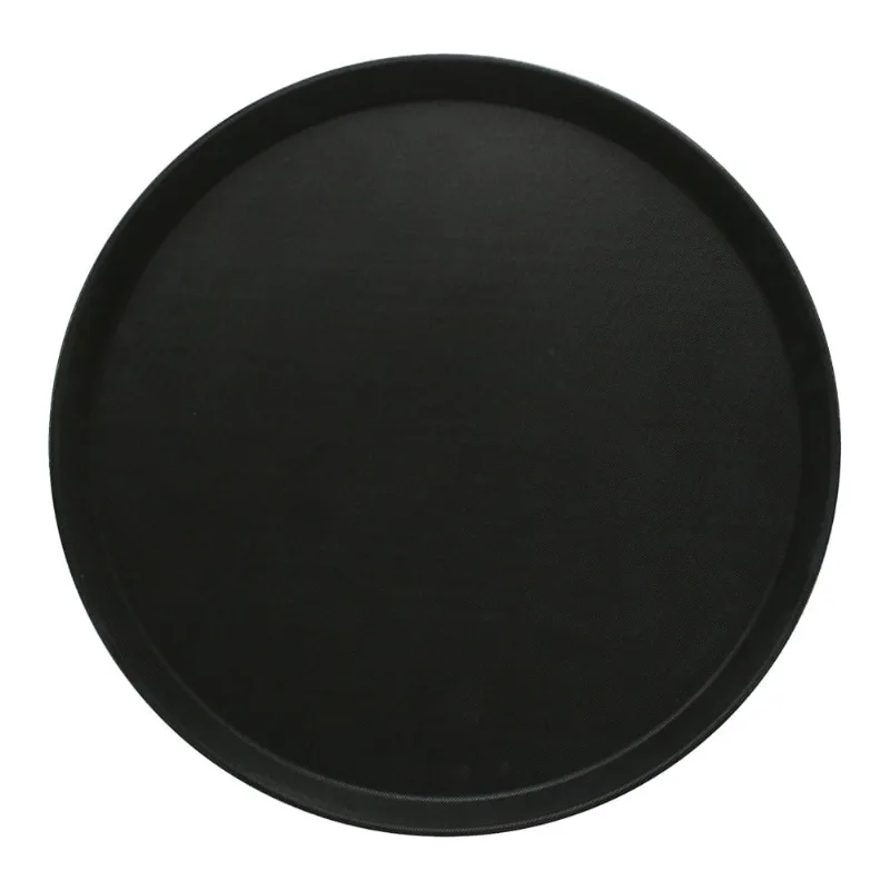 Bandeja para Restaurante Plástica Redonda Preta Útil Bazar 40cm UB2165