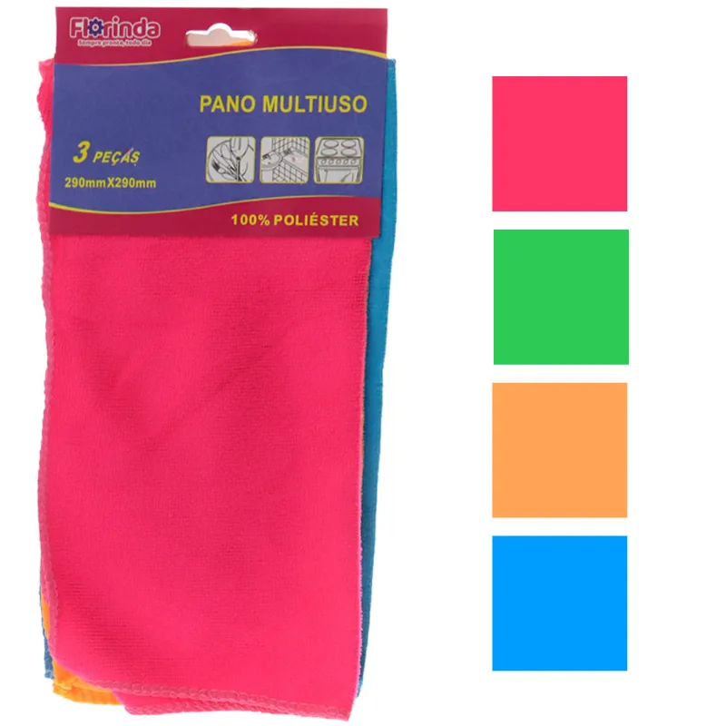 Jogo de Panos Multiuso 3 Peças Colorido Florinda 29x29cm UB3028