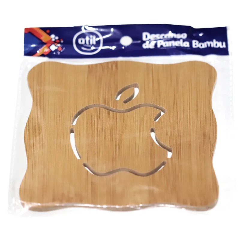 Descanso de Panela Bambu Quadrado Decorado Útil Bazar 17cm UB5294