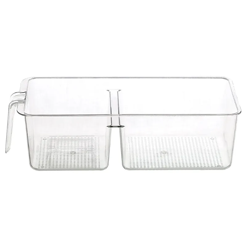Organizador de Acrílico com 2 Divisórias e Alça Útil Bazar 33x15x10cm UB5324