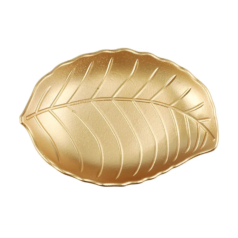 Bandeja Decorativa Folha MDF Dourada Útil Bazar 24.5X17.8cm UB592