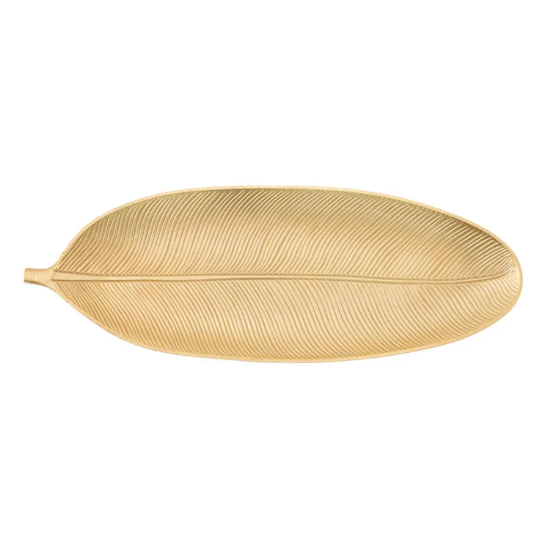 Bandeja Decorativa Folha Dourada Útil Bazar 48,5x17cm UB5931