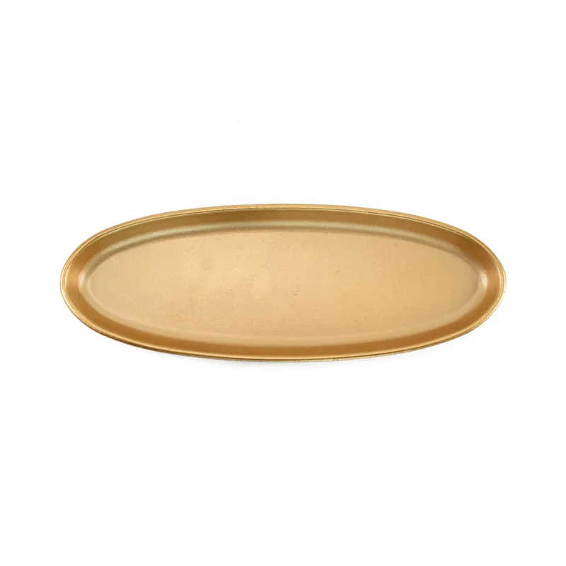 Bandeja Decorativa Oval em MDF Dourada Útil Bazar 39x14cm UB5943