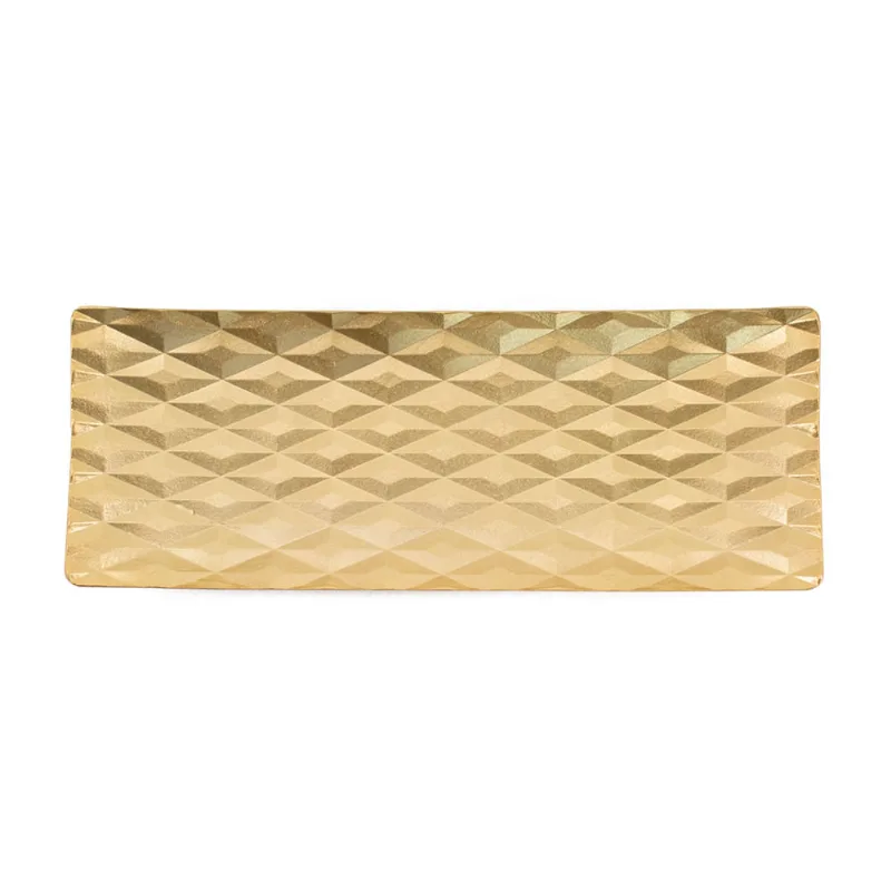 Bandeja Decorativa Retangular em MDF Dourada Útil Bazar 33,2x12,4cm UB5945