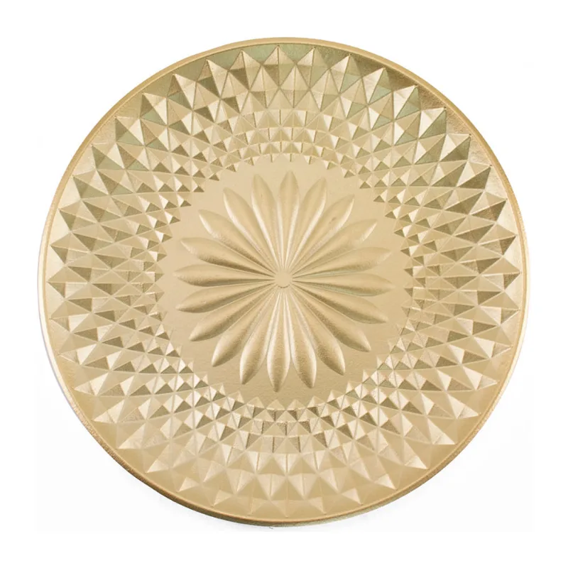 Bandeja Decorativa Redonda em MDF Dourada Útil Bazar 35cm UB5948