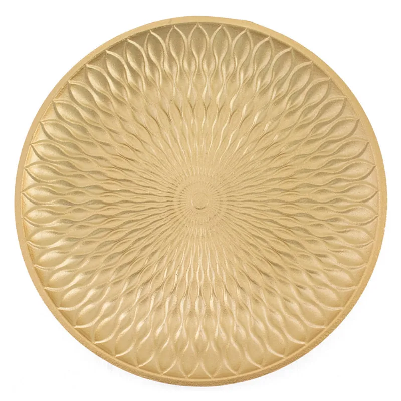 Bandeja Decorativa Redonda MDF Dourada Útil Bazar 35cm UB5952