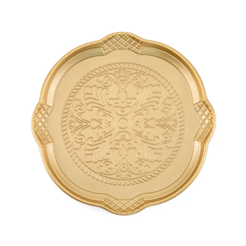 Bandeja Decorativa Redonda em MDF Dourada Útil Bazar 30cm UB5957
