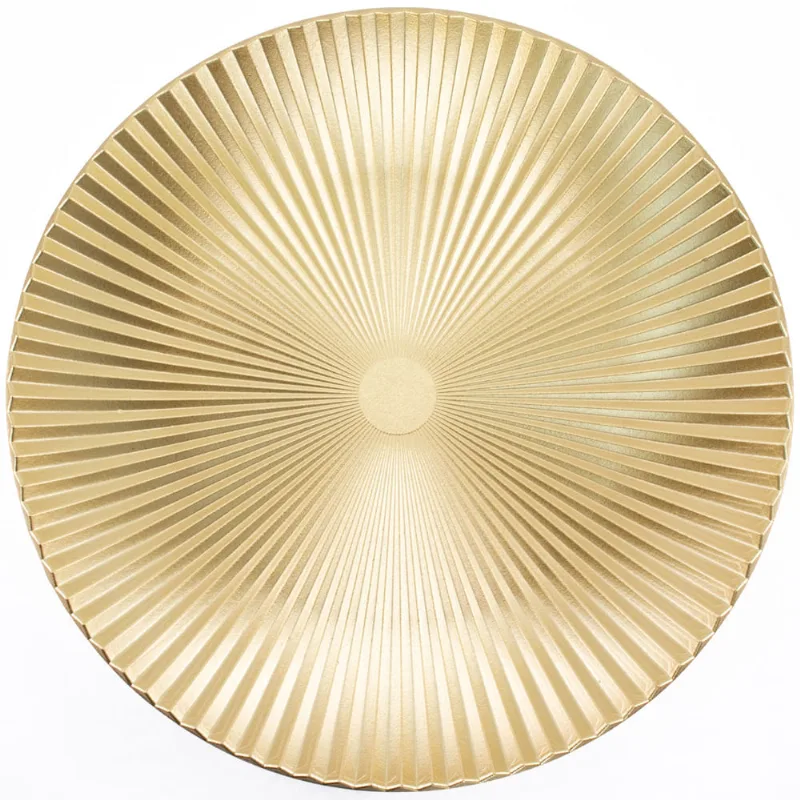Bandeja Decorativa Redonda em MDF Dourada Útil Bazar 40cm UB5960
