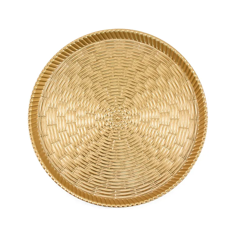 Bandeja Decorativa Redonda em MDF Dourada Útil Bazar 30cm UB5961