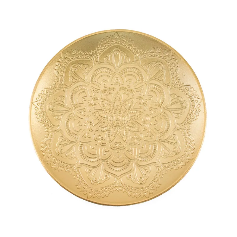 Bandeja Decorativa Redonda em MDF Dourada Útil Bazar 30cm UB5963