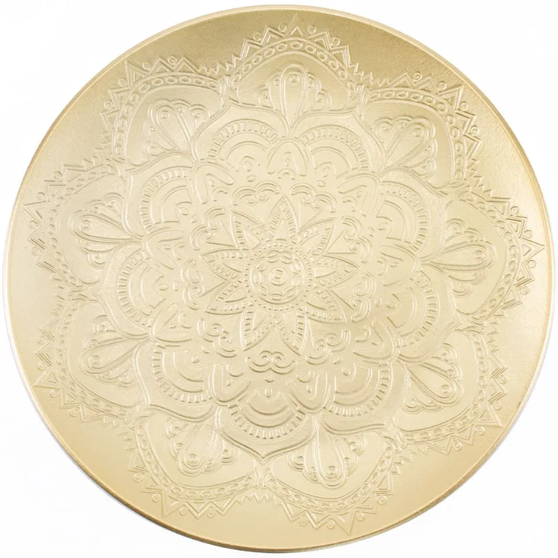 Bandeja Decorativa Redonda em MDF Dourada Útil Bazar 40cm UB5964