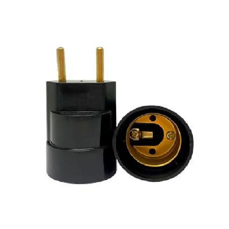 10x Bocal Com Pino Soquete Pino Macho Preto E27 Fertak 8228