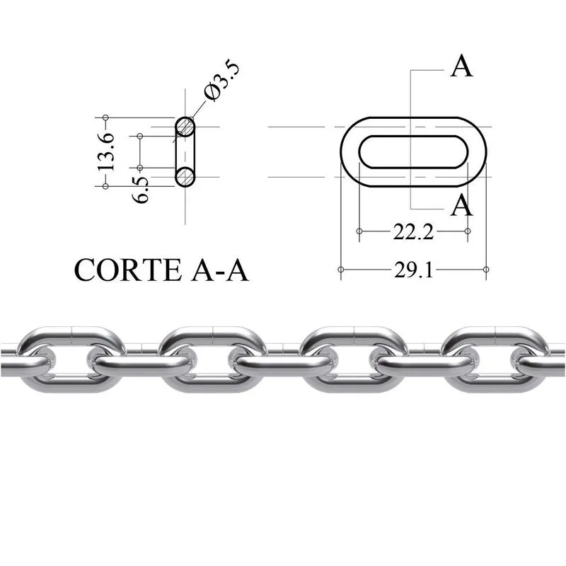 Corrente Galvanizada 03,10mm 1/8 Amc Balde Bl/25