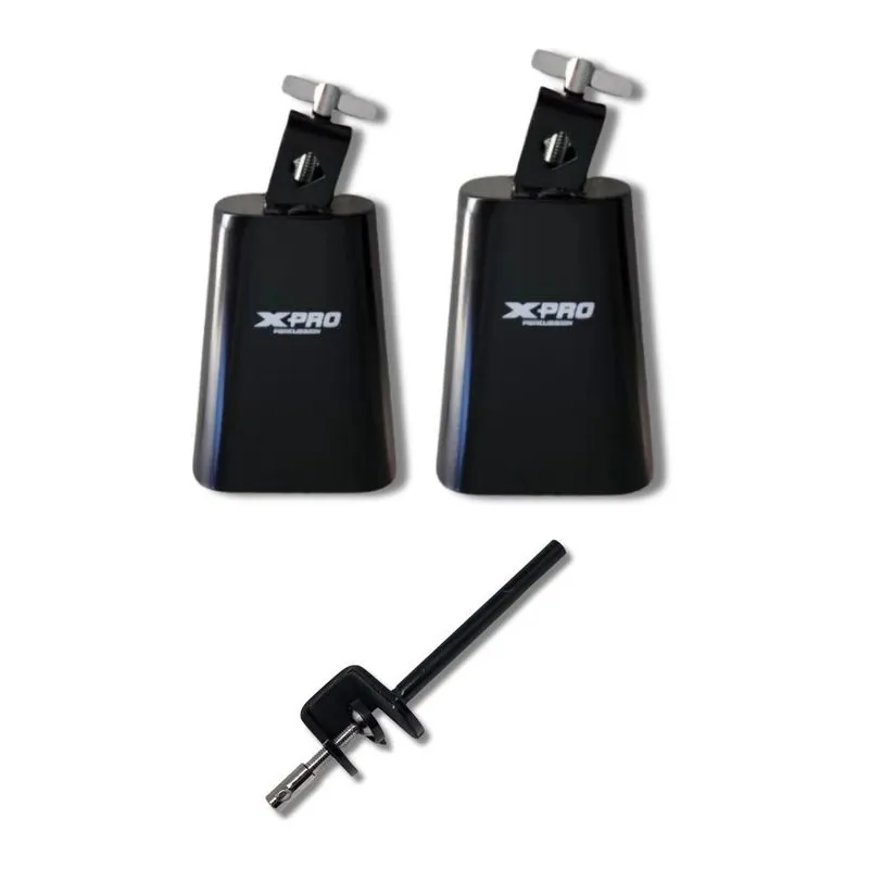 Kit Cowbell 6 E 7 Metal Preto Profissional + Haste
