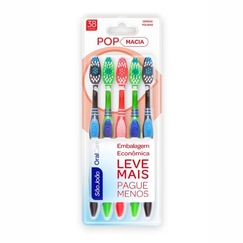 Escova Dental São João Popmax Macia 5 Unidades ESC DENT SAO JOAO POPMAX MACIA 5UN