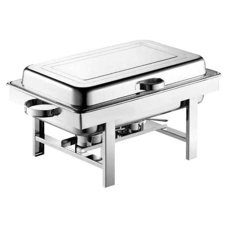 Rechaud Gastronômico Duplo Retangular 8L com 2 Cubas 1/2 Aço Inox Zanella Restaurante Hotel