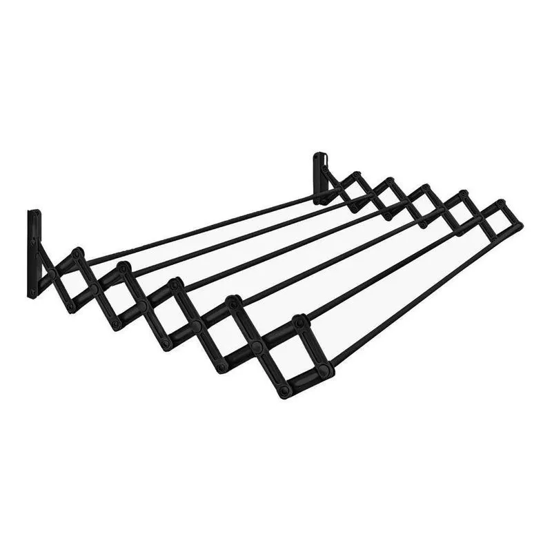 Varal Sanfonado Parede Retrátil 80cm Aço Forte Black Luxo
