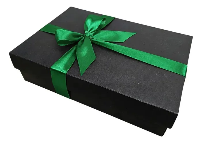 Caixa De Presente Reforçada Com Cetim 35x24cm Berit Brasil Preto Verde - Berit Brasil