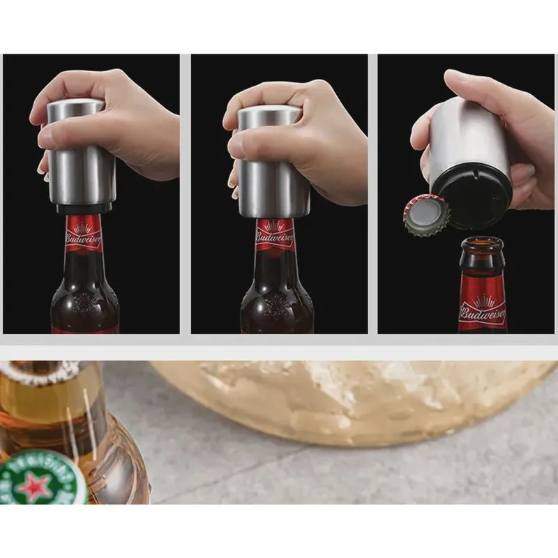 Abridor automático de garrafas de cerveja, abridor de cerveja em aço inoxidável, tampa de soda, abridor de cerveja para