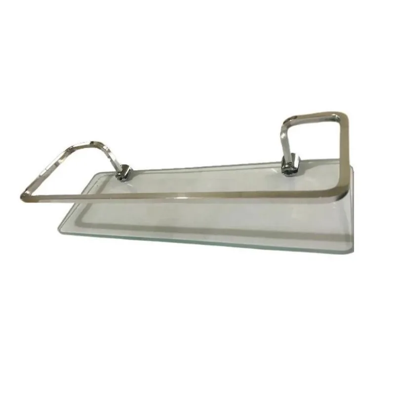 Porta Shampoo Prateleira Cromado Grade Quadrada Vidro Luxo