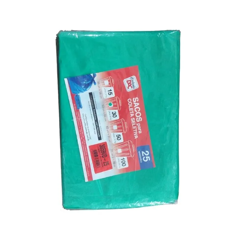 Sacos Coleta Seletiva Reciclado Lixo Domestico 30 L Pct. 25