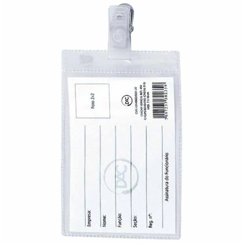 Crachá com Pegador de Metal Transparente Vertical 454 Dac - 50UN