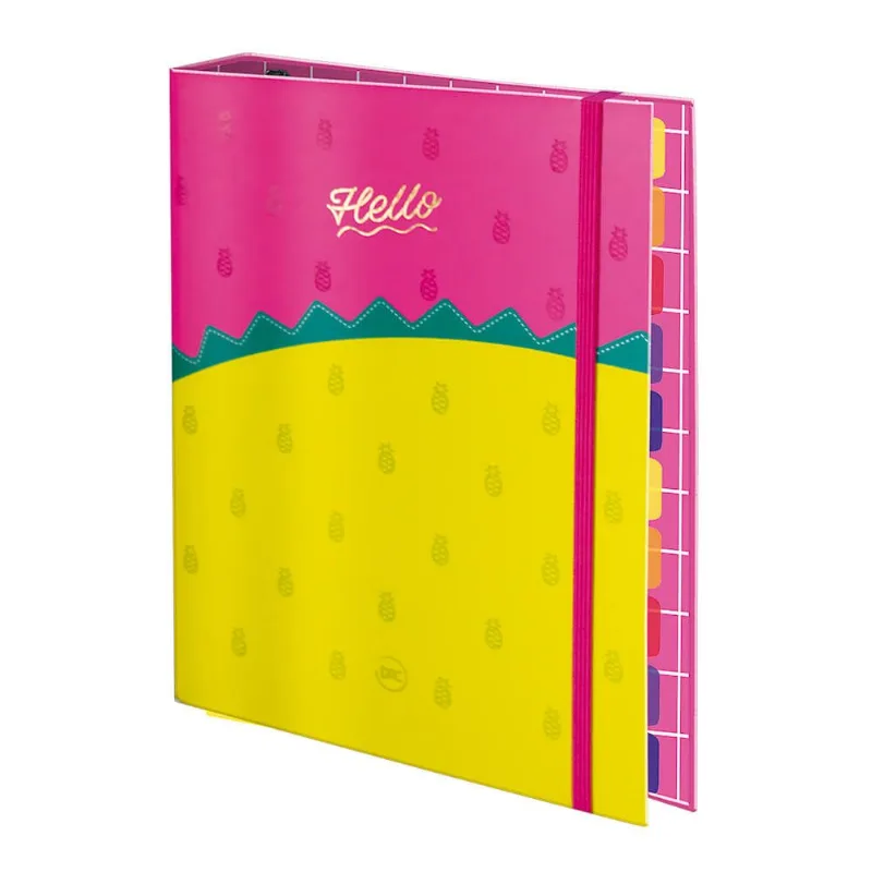 Caderno Argolado Colegial c/ Elástico Hello c/ 48Fls - Dac