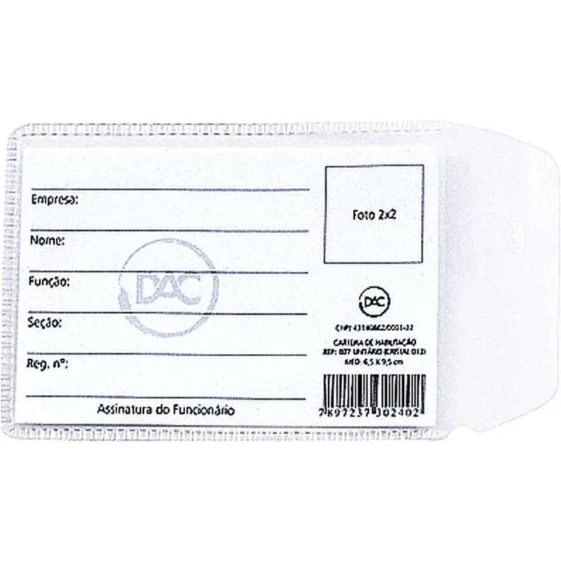 Porta Documento P/RG C/ABA 7X10,5CM.
