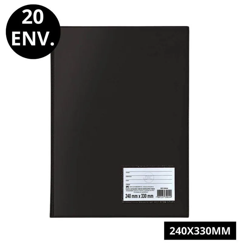Pasta Catálogo Ofício Preta Dac - 20 Envelopes