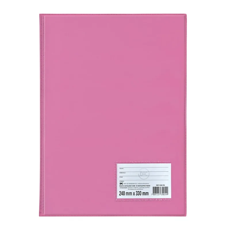 Pasta Catálogo com 50 Envelopes Finos Rosa 240x330mm - Dac