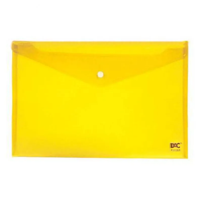 Envelope Plástico Com Botão A4 653pp Am Amarelo Dac