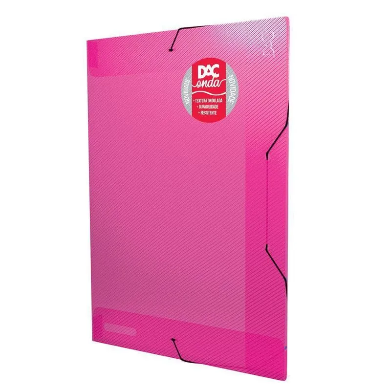 Pasta Aba Elástica Ofício s/ Lombo Onda Rosa Dac
