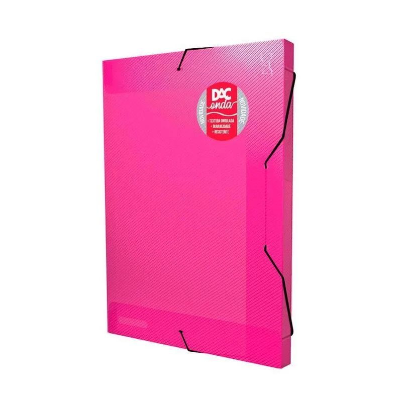 Pasta Aba Elástica Ofício Com Lombo 4cm Onda Rosa Dac