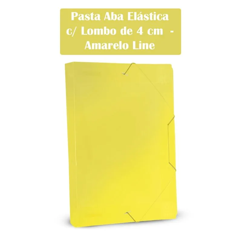 Pasta com Aba Elástico Lisa Ofício A4 40mm Amarelo