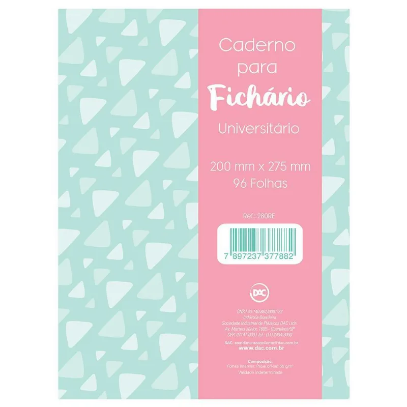 Bloco Para Fichário Universitário Rosa Com 4 Furos - Dac