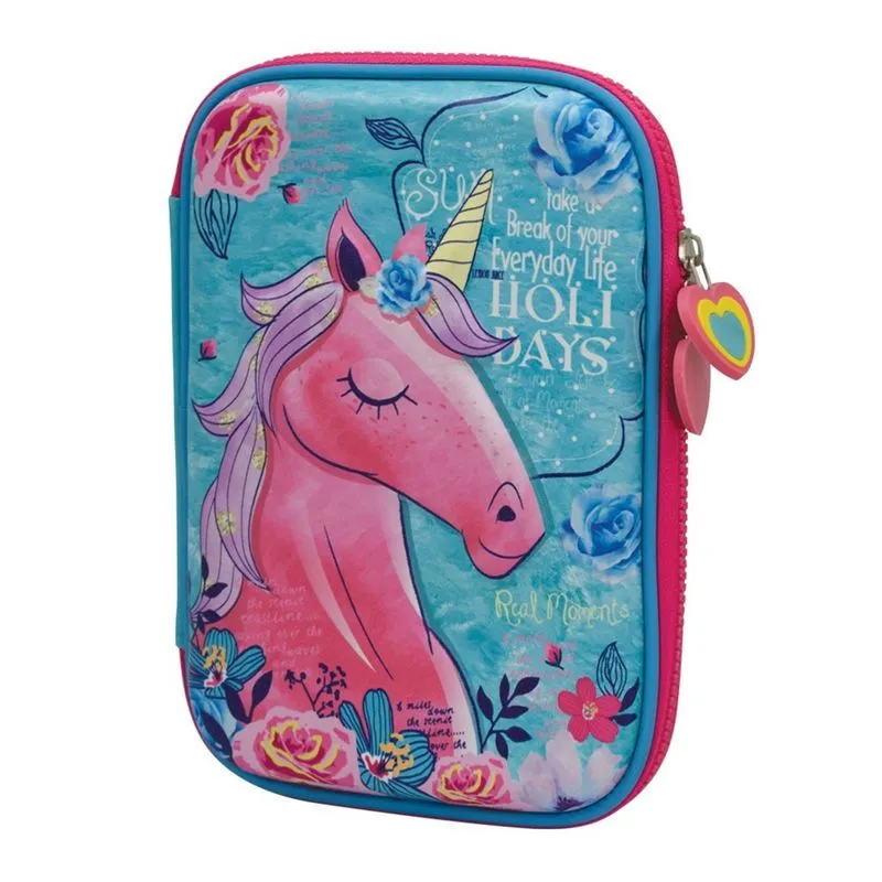 Estojo Unicornio Cores Tom pastel