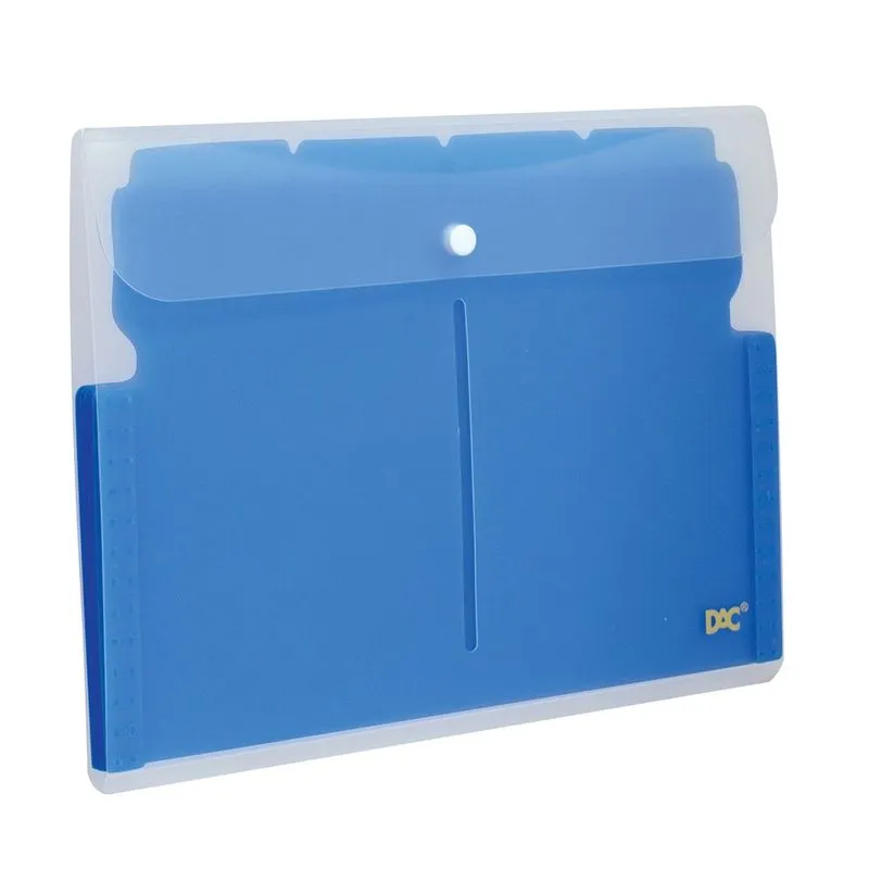 Pasta Sanfonada Plástica A4 05 Divisórias DAC Soft Azul