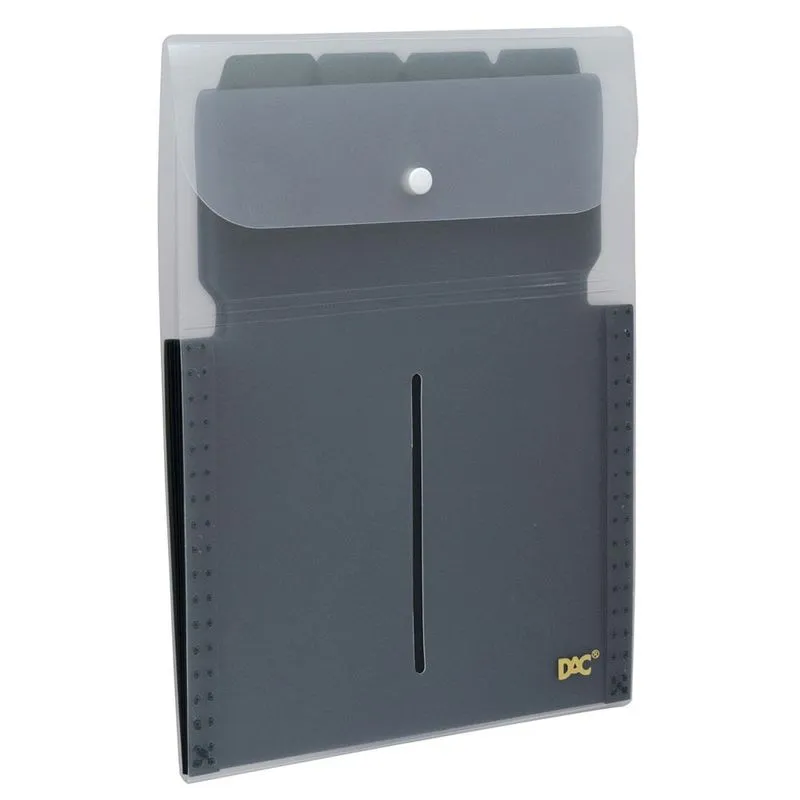 Pasta Sanfonada Plástica A4 05 Divisórias Vertical DAC Soft Fume com 05 Unidades