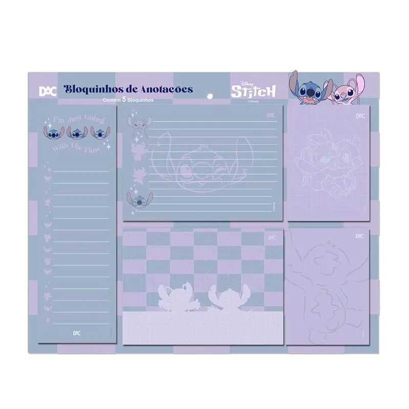 Kit Blocos De Anotações Dac Com 5 Peças Stitch
