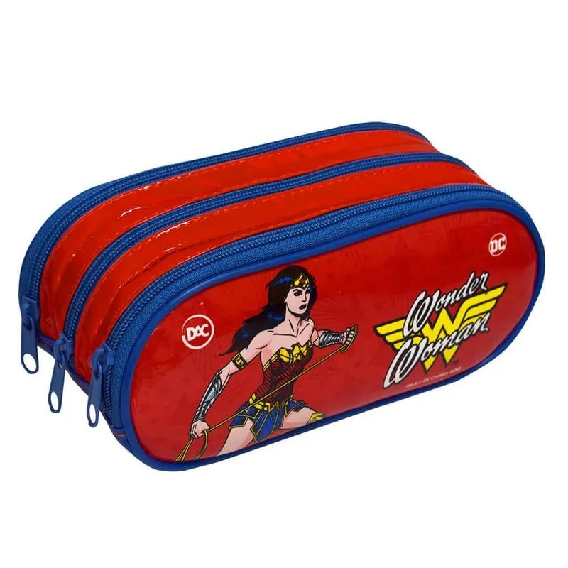 Estojo Triplo Dac Mulher Maravilha Vermelho