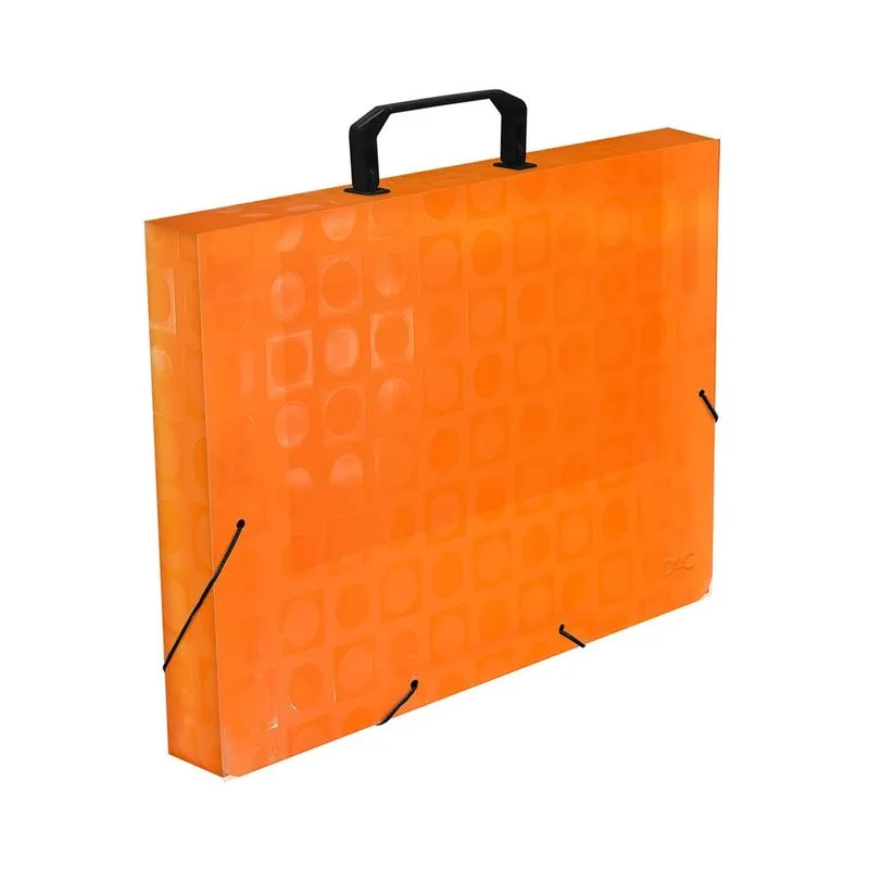 Maleta Ofício Dac Aba Elástico Bubble Neon Laranja 26x36x5cm
