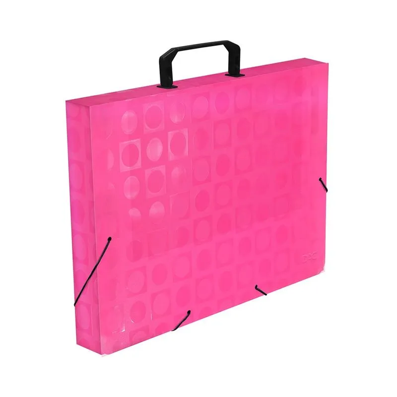 Maleta Ofício Dac Aba Elástico Bubble Neon Rosa 26x36x5cm