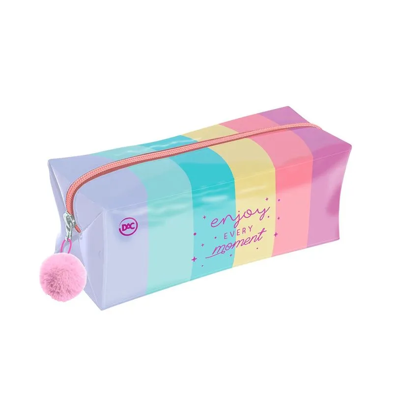 Estojo Teen Dac Enjoy Candy Color com Puxador Zíper Pompom