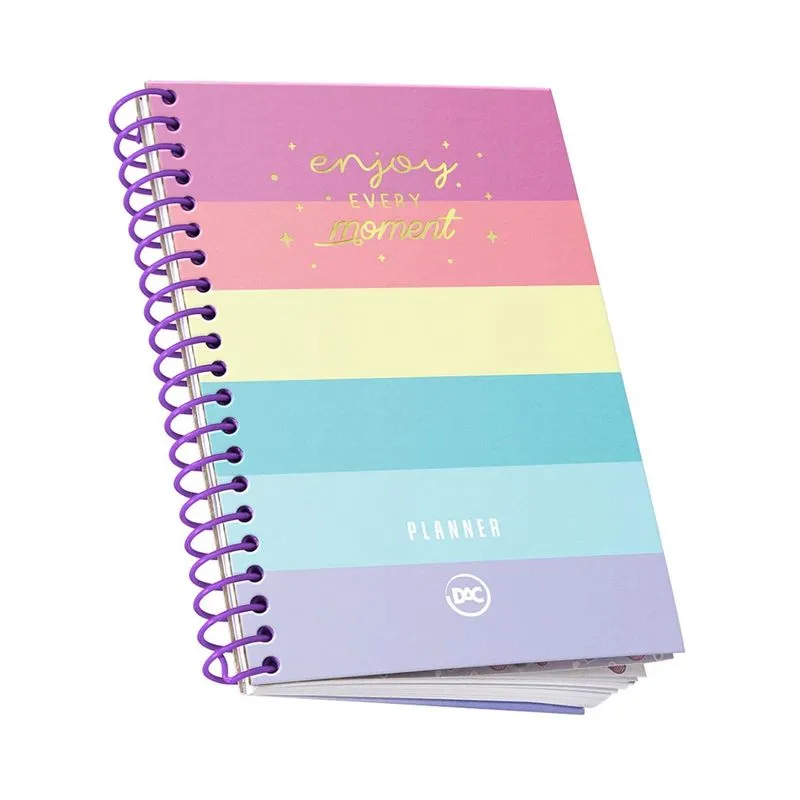 Agenda Planner Dac Espiral Capa Dura Enjoy Candy Color 96 Folhas