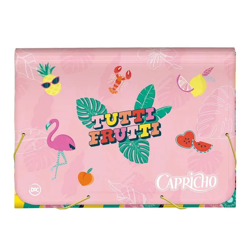 Pasta Sanfonada Pástica A4 12 Divisórias Capricho Tutti Frutti Dac