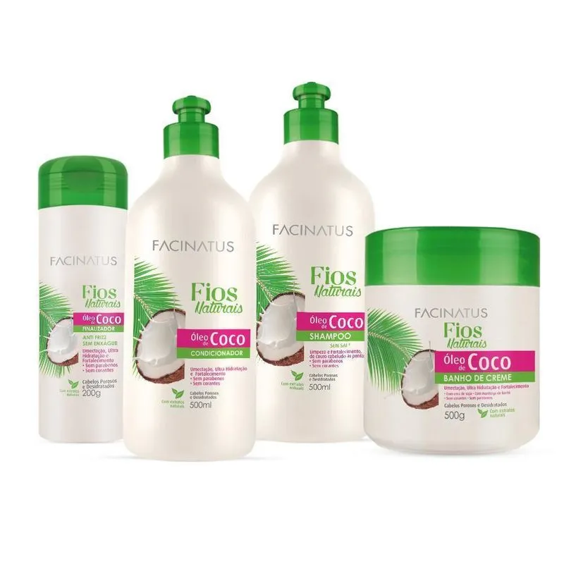Kit Coco Shampoo/Condicionador/Banho De Creme/Finalizador)